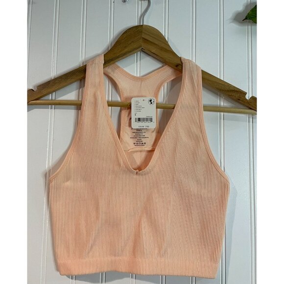 Free People Movement Peach Ribbed Racerback Crop Top S - Picture 13 of 13